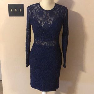 Royal blue Bling long sleeve dress